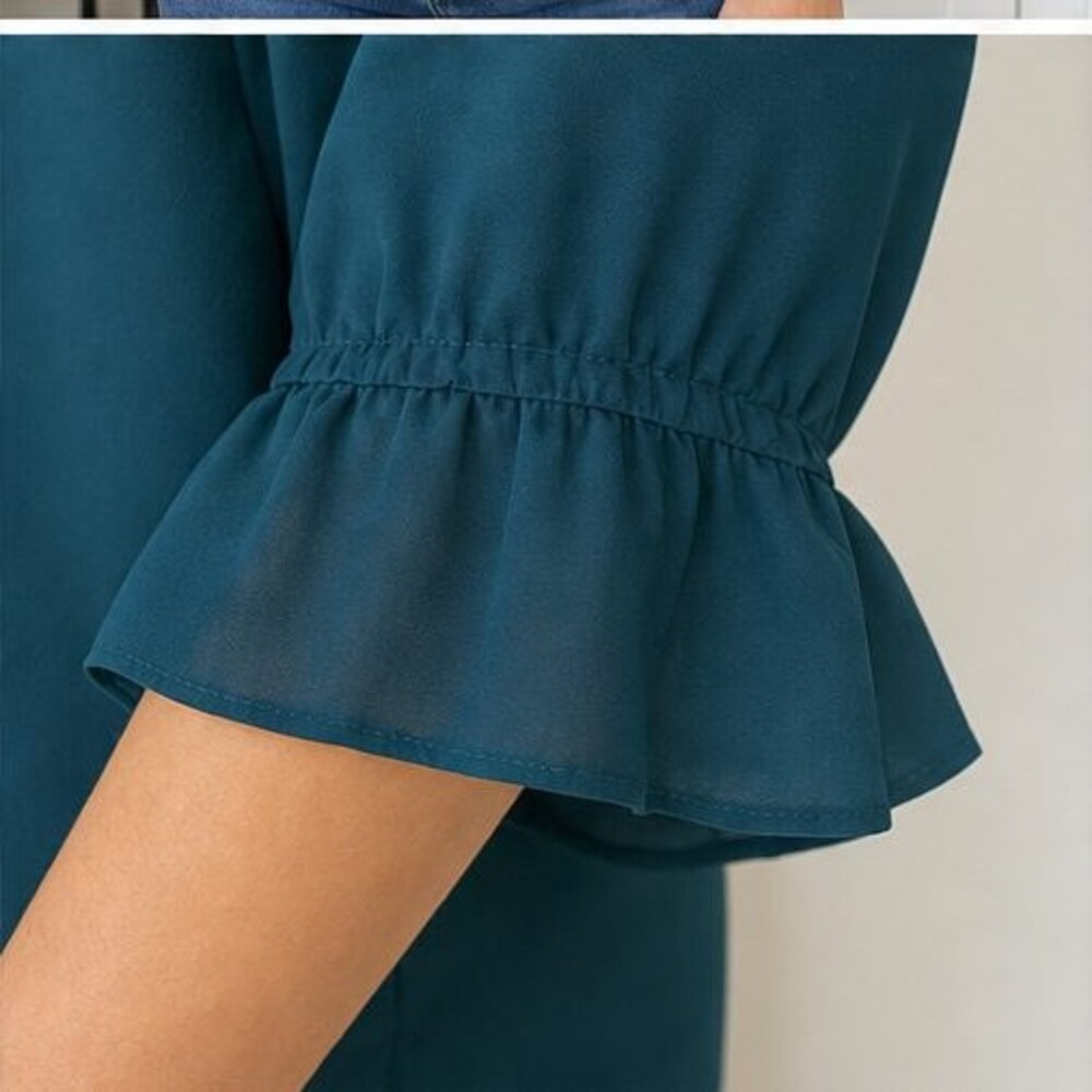 Teal Button Blouse - Picture 5 of 6